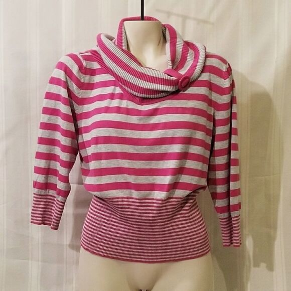 SWEATER SALE 3/$30 Brandon Thomas Striped Cowl Neck Sweater Size XL - Picture 2 of 4
